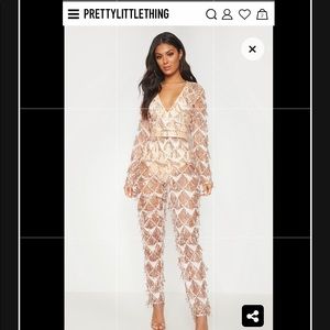 PLT Sequin/Tassel Rose Gold Jumpsuit (NWT)